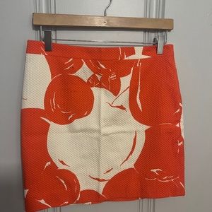 J.Crew Orange & Cream Print Skirt Size 6